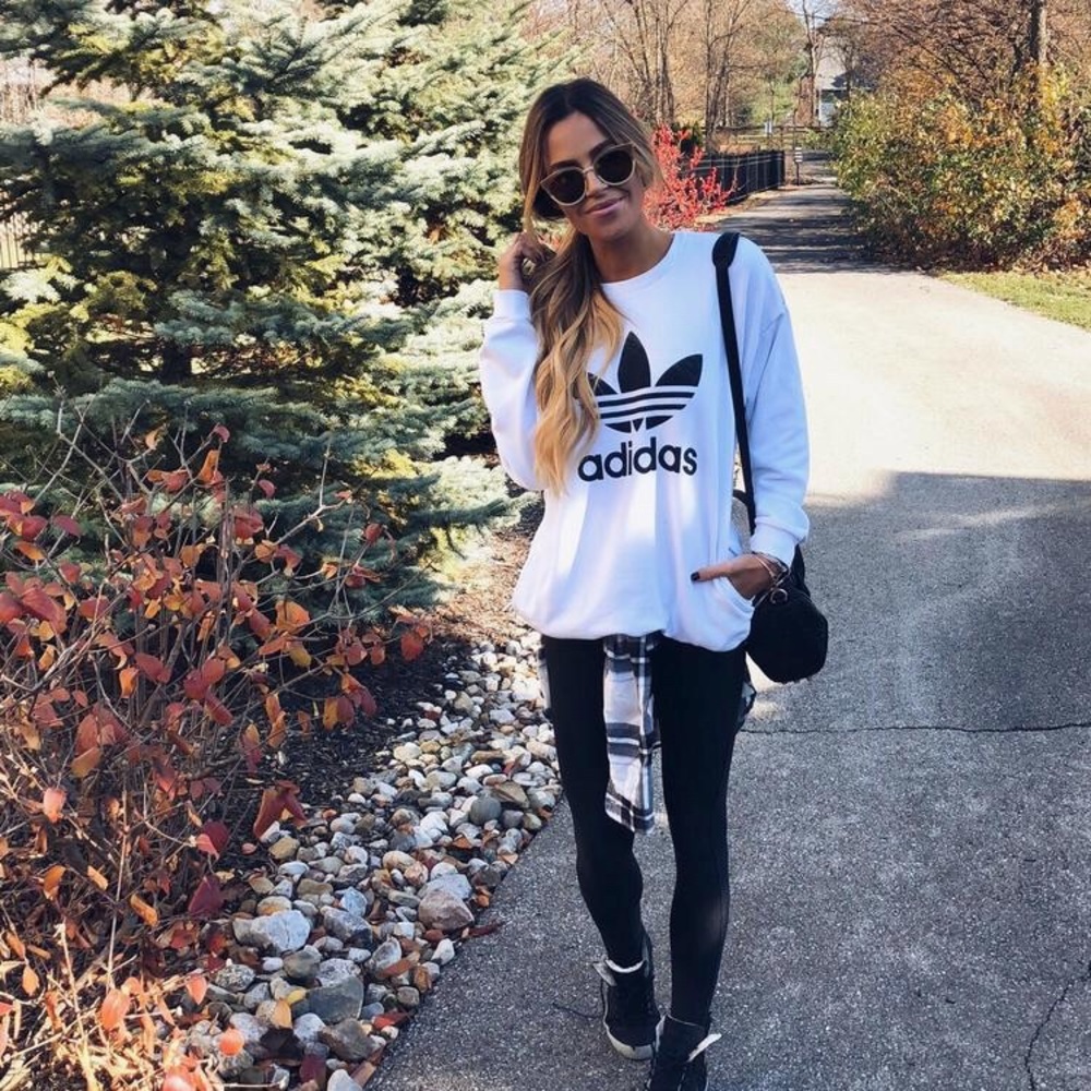 White Adidas Sweatshirt with Pockets